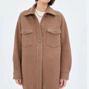 Wilfred Free Aritzia Ganna Oversized Wool Shirt Jacket in Camel Brown XXS, XS